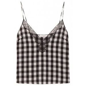 Sandro | Tops | Sandro Paris Gingham Lace Eve Silk Tank Top